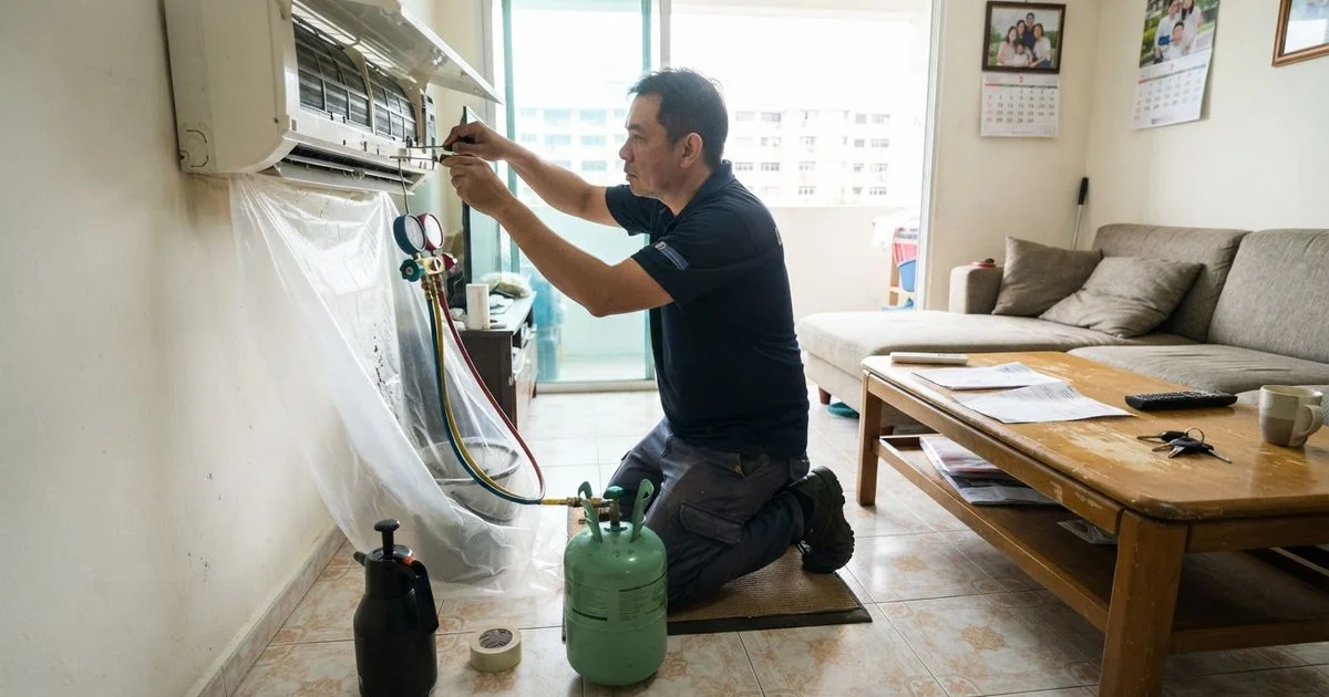 Aircon gas top-up vs chemical overhaul: what each one costs