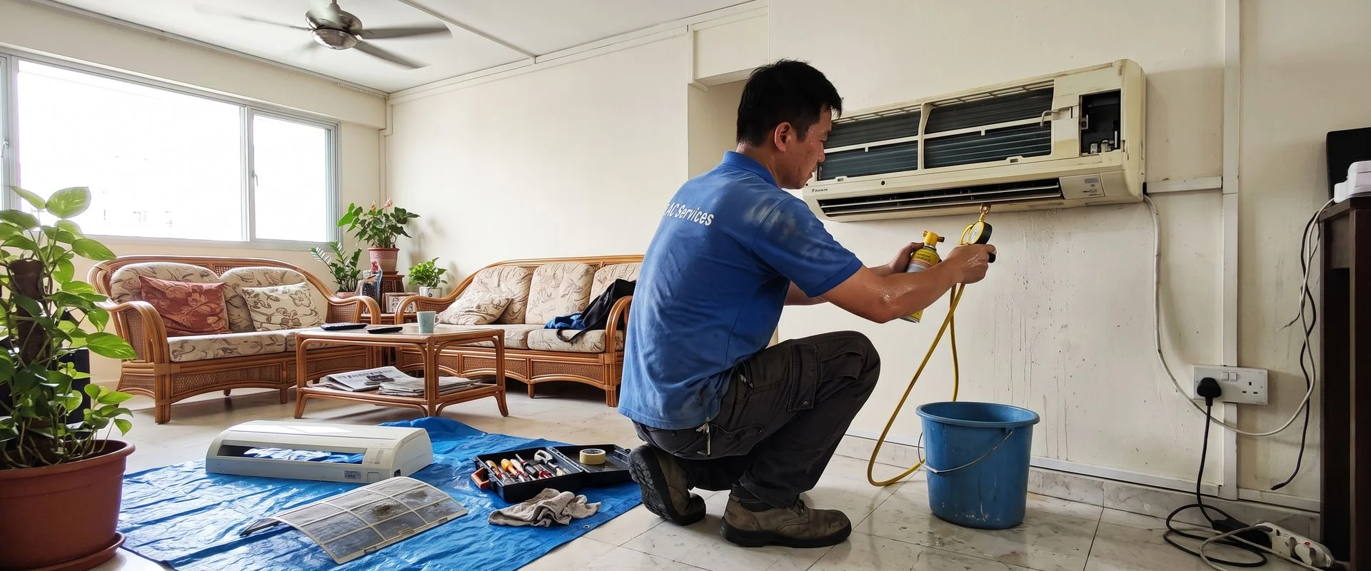 Aircon Gas Top-Up & Chemical Overhaul in Tampines